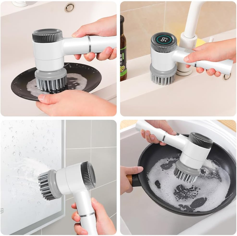 Electric Cleaning Brush with 2000 Mah Battery and Power Spin,Spin Power Scrubber and Waterproof,Suitable for Kitchen,Toilet